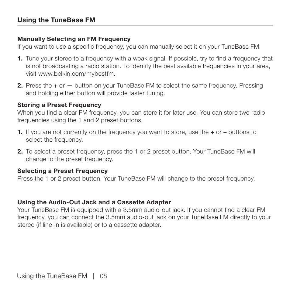 Belkin TuneBase FM for iPod User Manual | Page 10 / 16