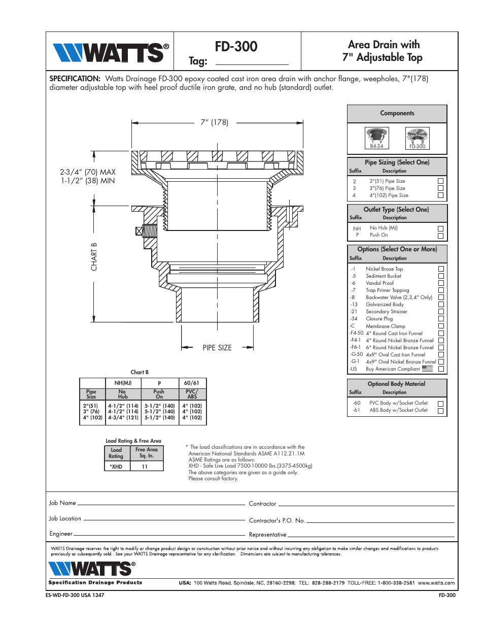 Watts FD-300 User Manual | 1 page