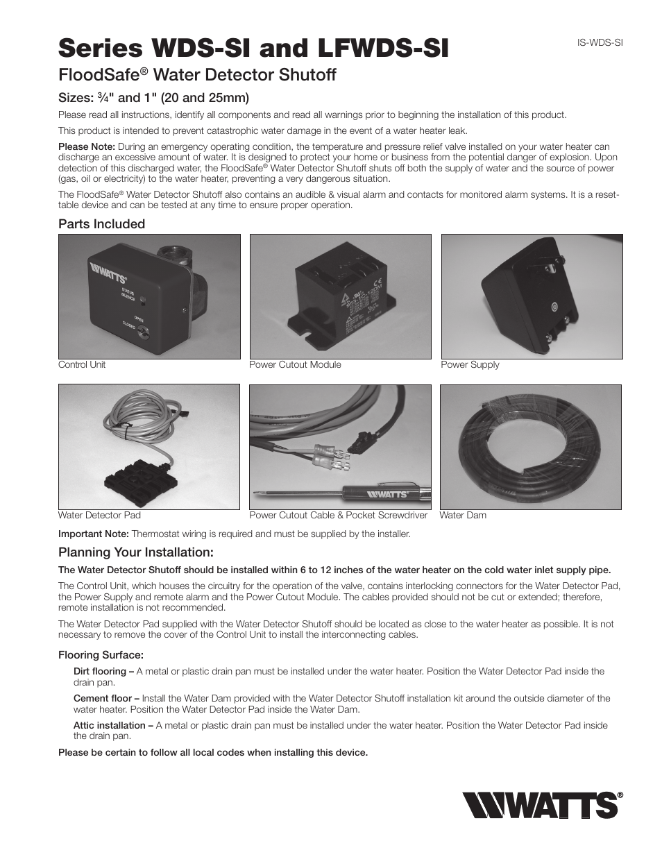 Watts LFWDS User Manual | 16 pages