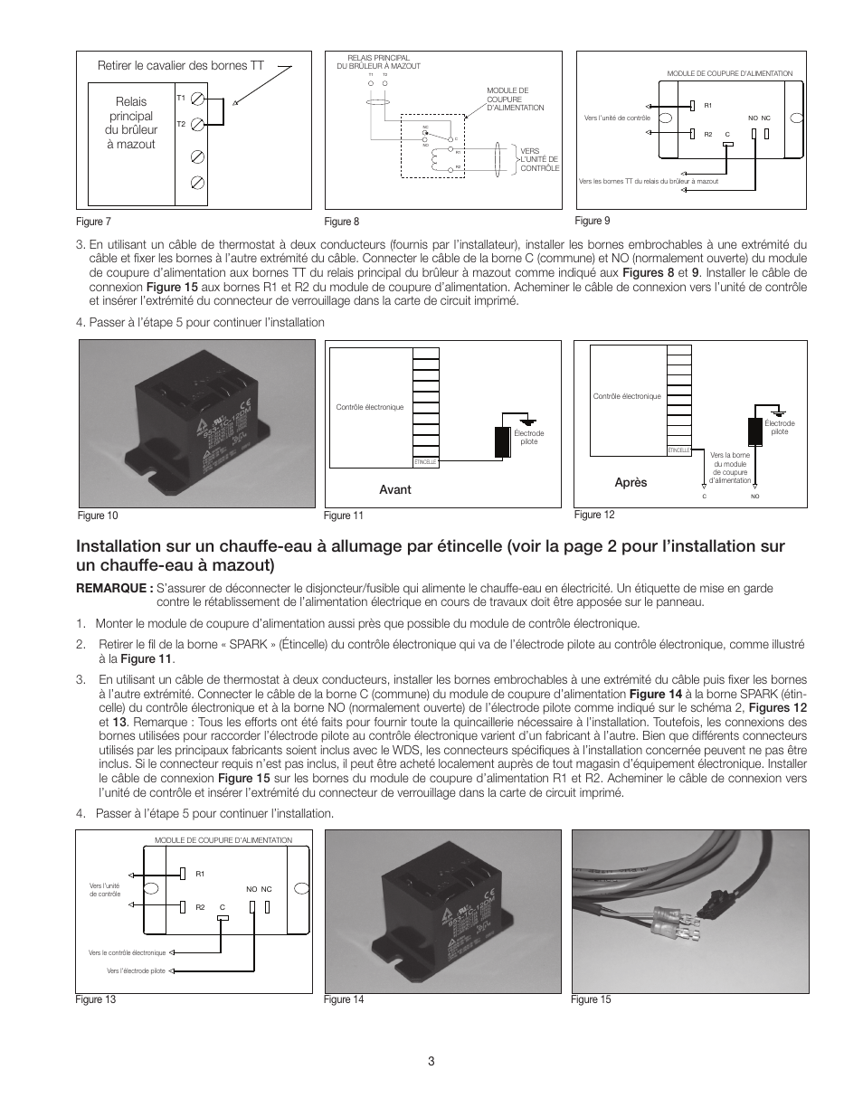 Oil burner primary relay, Retirer le cavalier des bornes tt, Relais principal du brûleur à mazout | Avant après | Watts LFWDS User Manual | Page 13 / 16