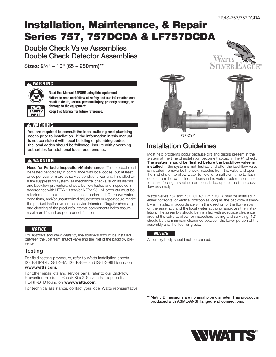 Watts 757N User Manual | 4 pages