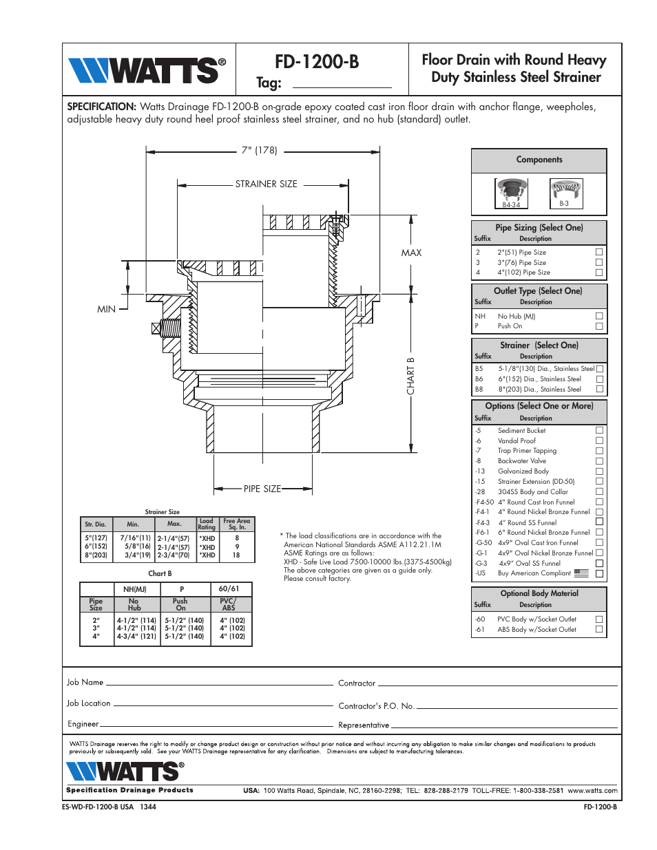 Watts FD-1200-B User Manual | 1 page