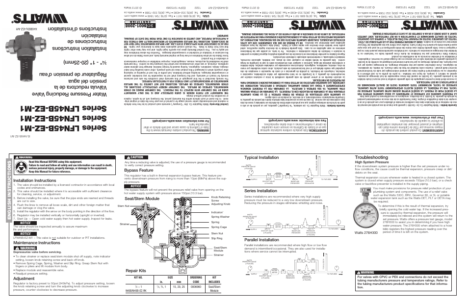 Watts N45B-EZ User Manual | 2 pages