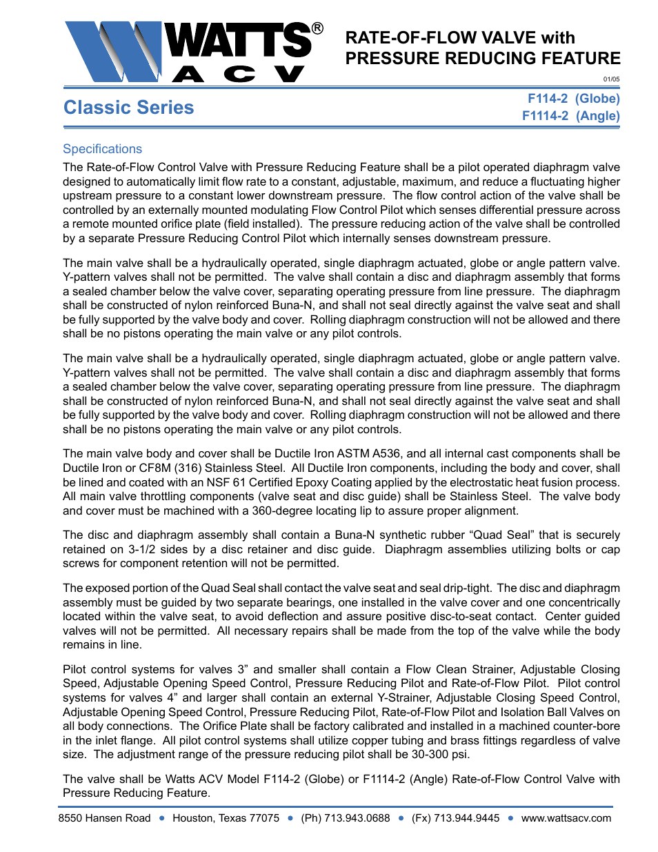 Watts F1114-2 User Manual | 1 page