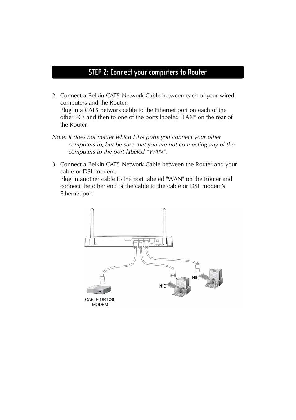 Step 2: connect your computers to router | Belkin F5D6230-3 User Manual | Page 22 / 71