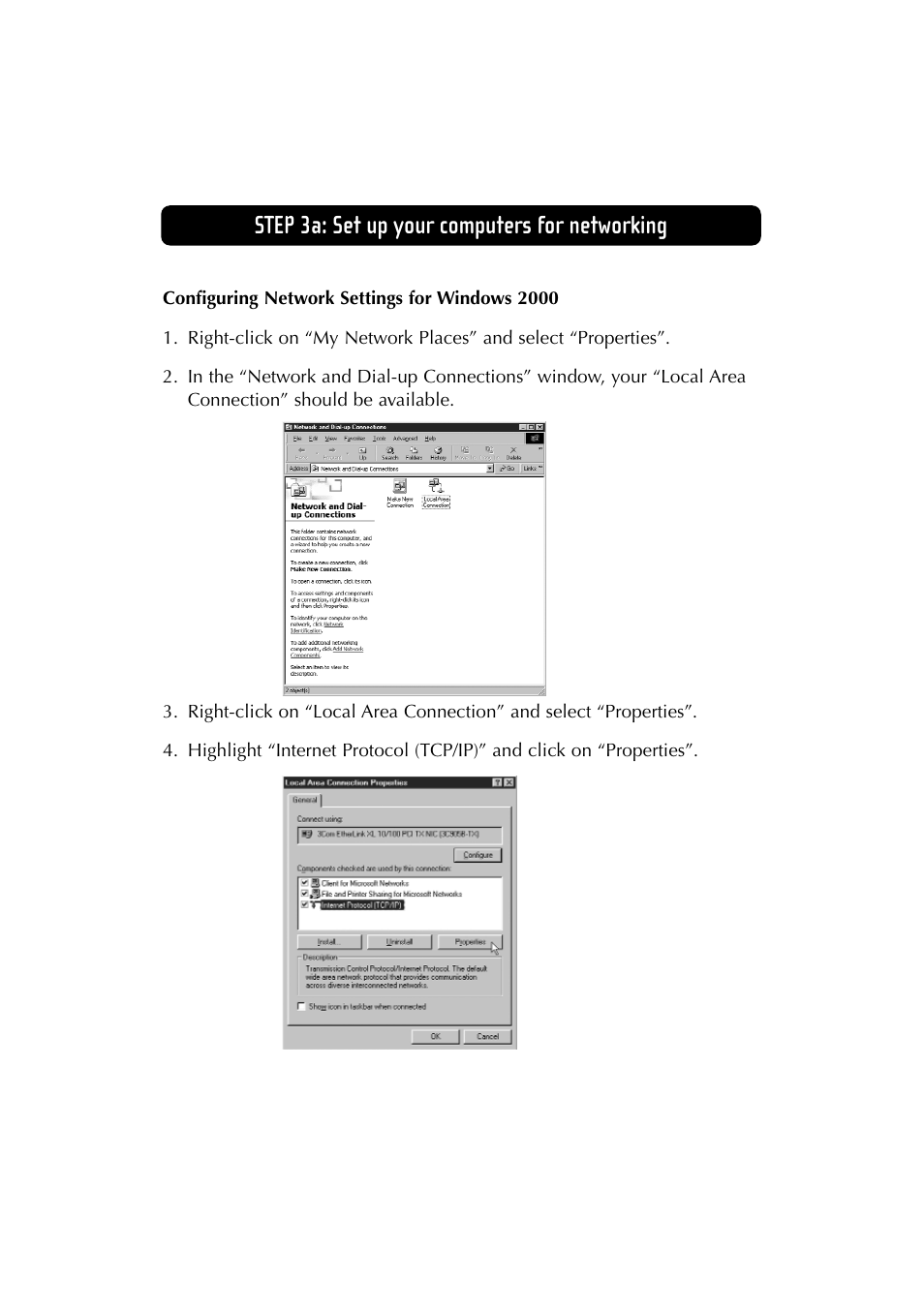 Step 3a: set up your computers for networking | Belkin F5D6230-3 User Manual | Page 31 / 71