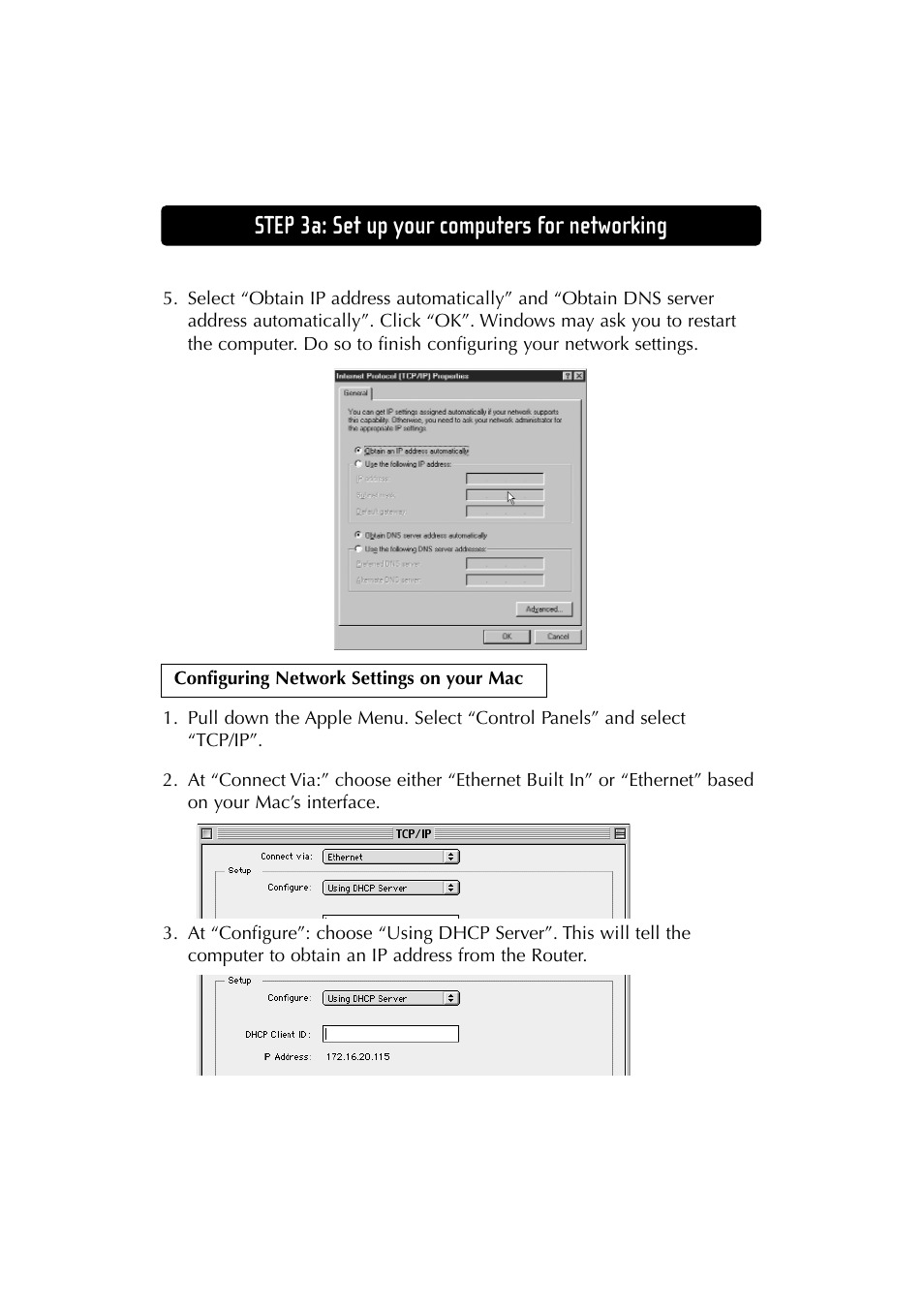 Step 3a: set up your computers for networking | Belkin F5D6230-3 User Manual | Page 32 / 71