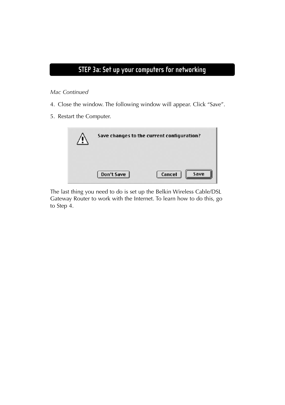 Step 3a: set up your computers for networking | Belkin F5D6230-3 User Manual | Page 33 / 71