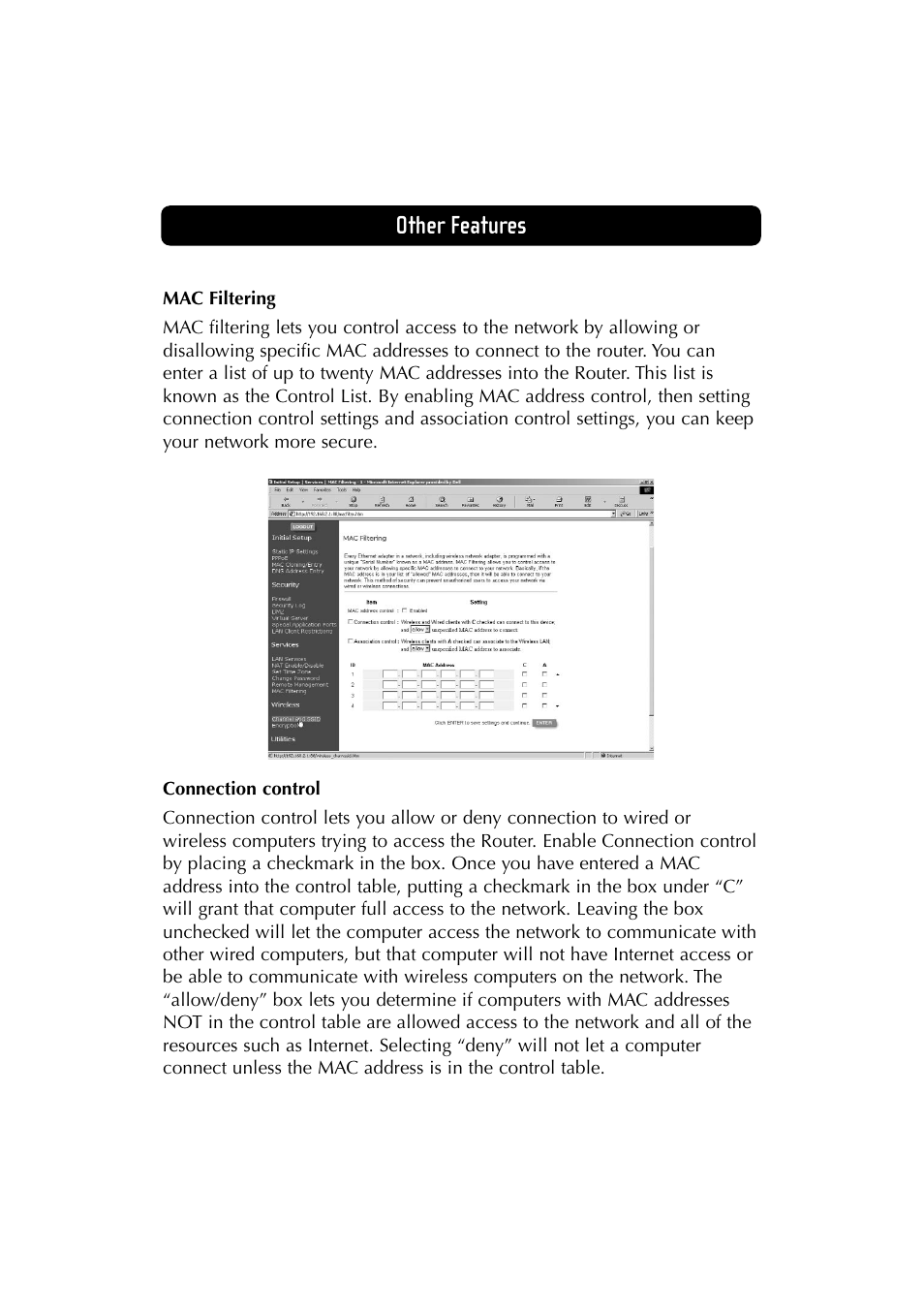 Other features | Belkin F5D6230-3 User Manual | Page 51 / 71