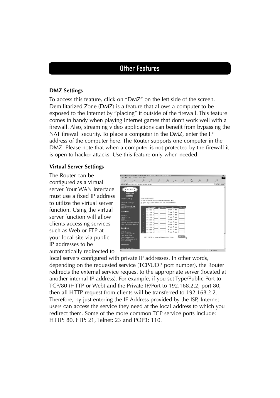 Other features | Belkin F5D6230-3 User Manual | Page 53 / 71