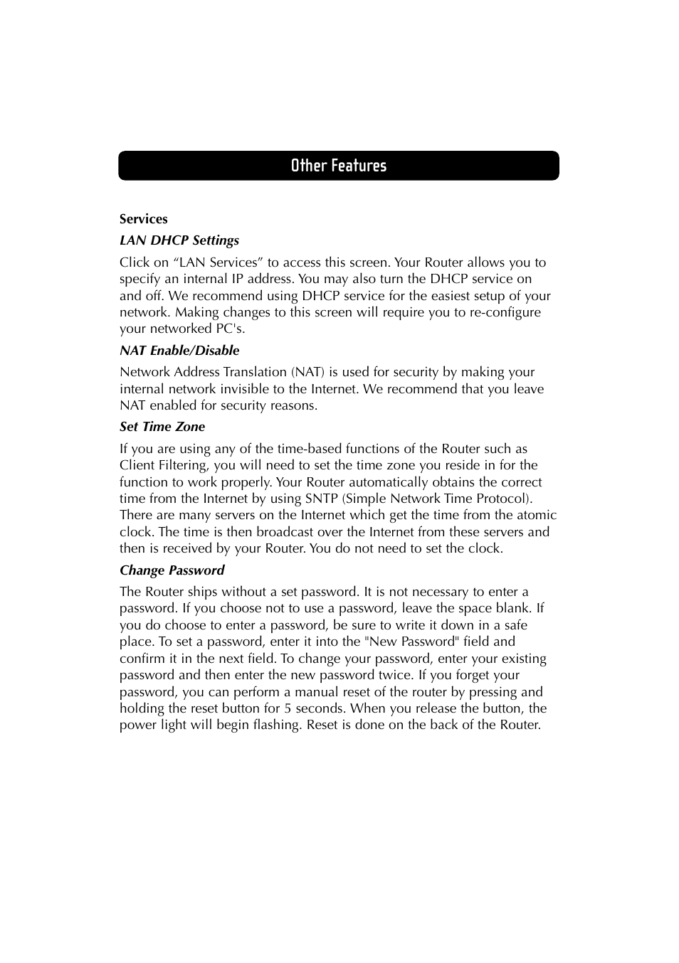 Other features | Belkin F5D6230-3 User Manual | Page 55 / 71