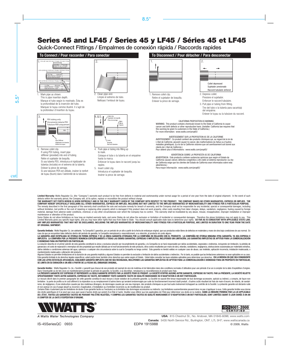 Watts 4545B User Manual | 2 pages