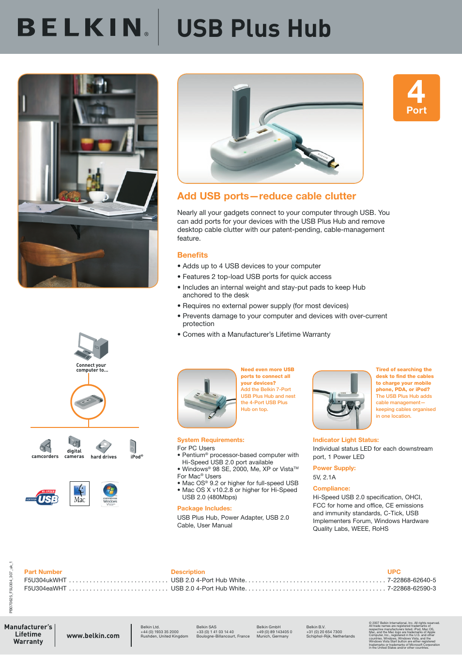 Belkin F5U304UKWHT User Manual | 4 pages