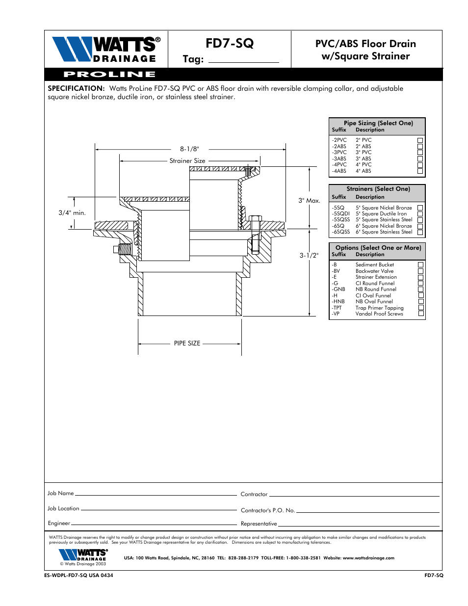 Watts FD7-SQ User Manual | 1 page