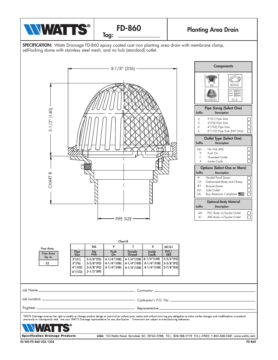 Watts FD-860 User Manual | 1 page
