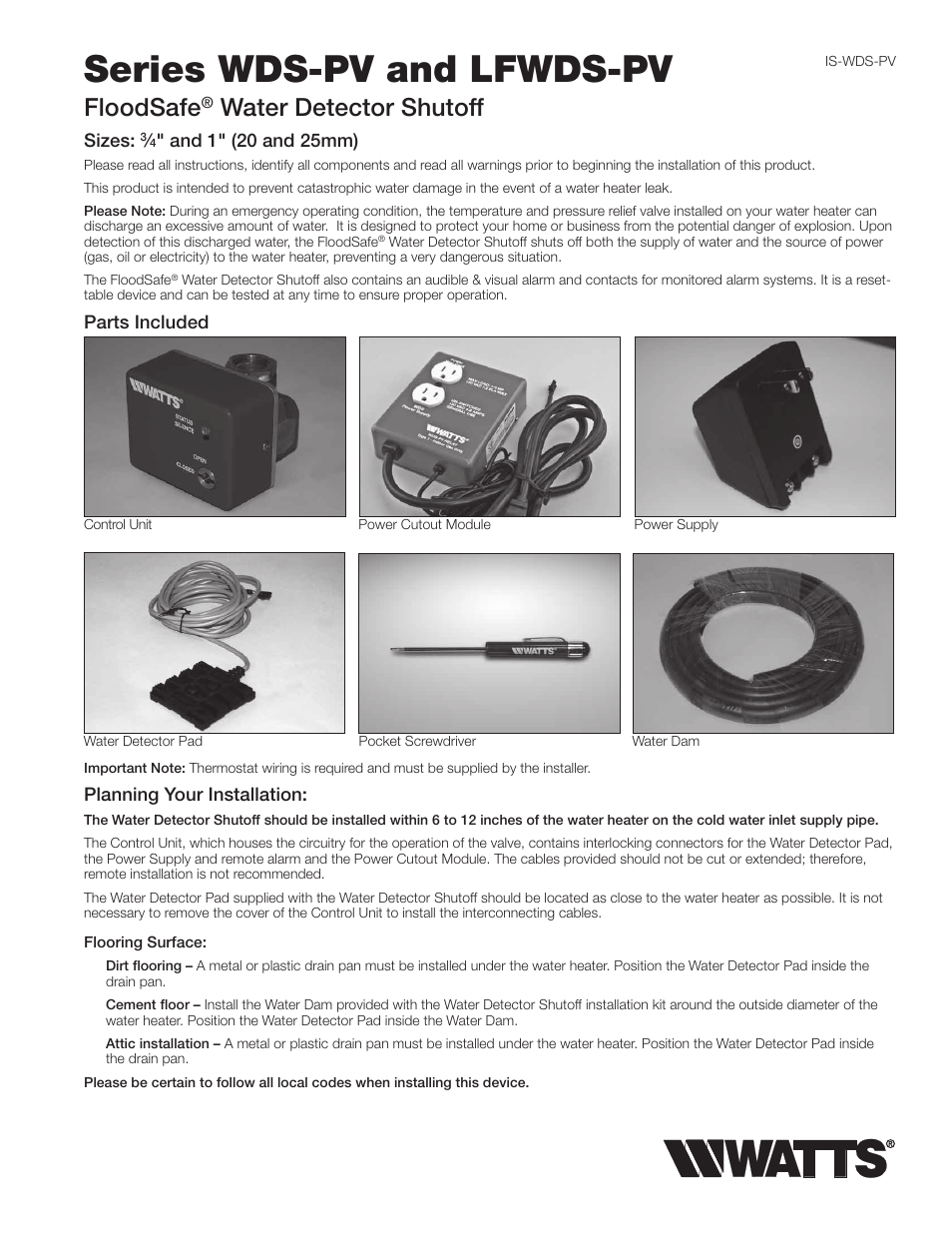 Watts LFWDS User Manual | 4 pages