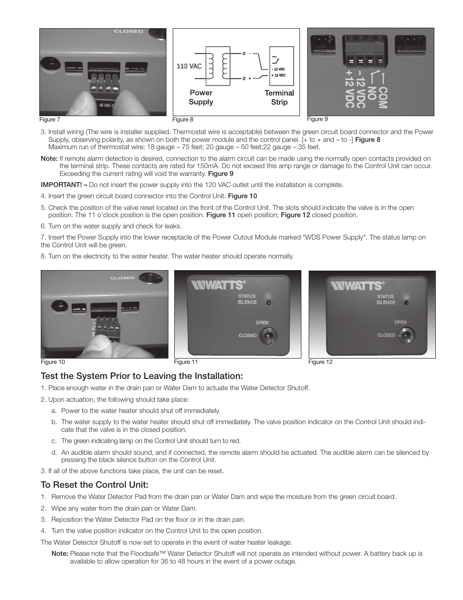 Test the system prior to leaving the installation | Watts LFWDS User Manual | Page 3 / 4