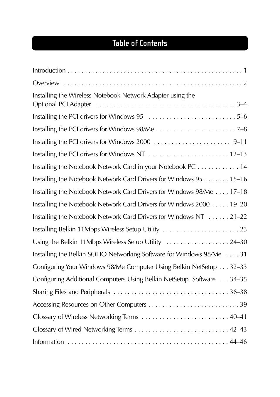Belkin Wireless Notebook Network Card User Manual | Page 2 / 49