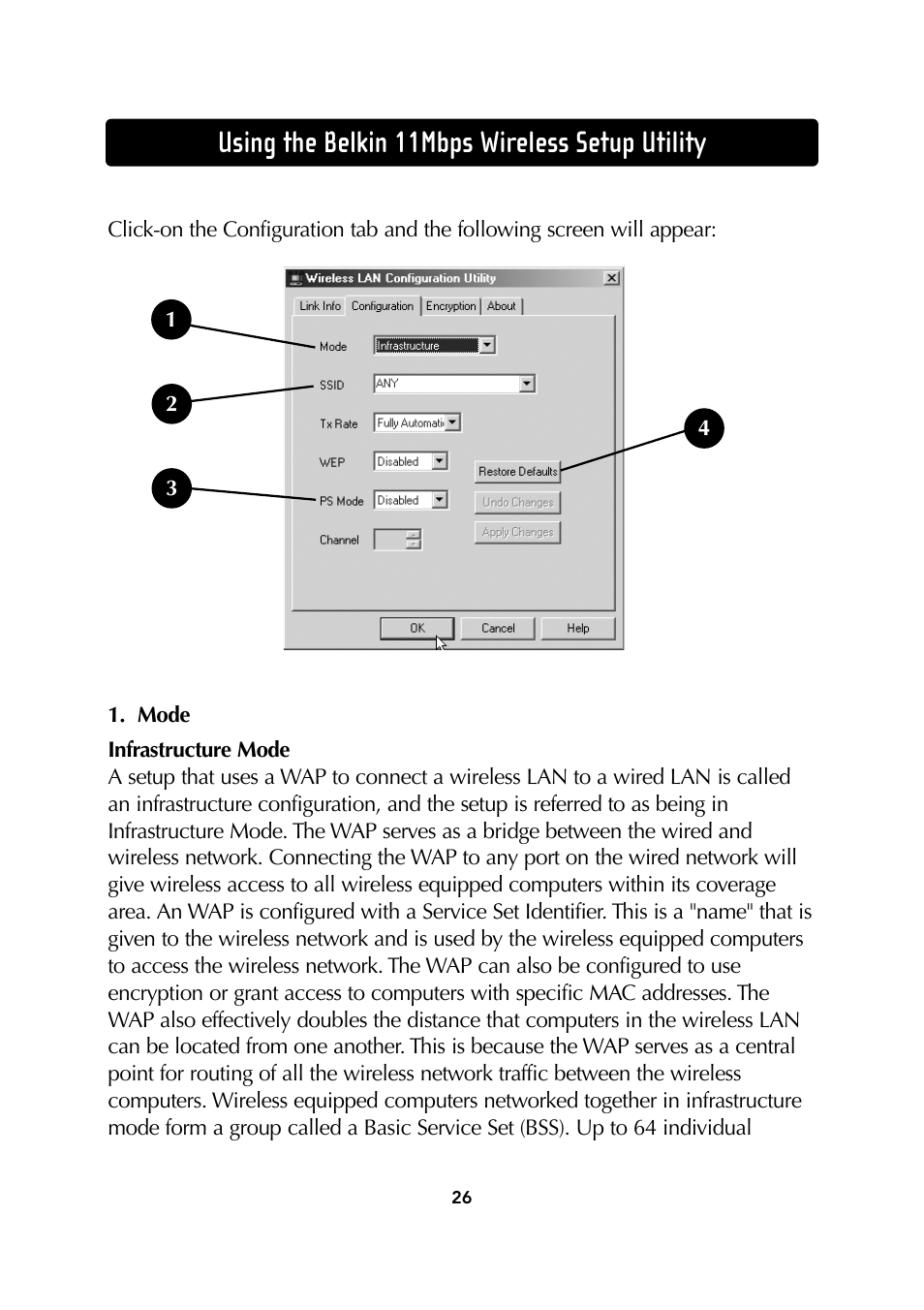Using the belkin 11mbps wireless setup utility | Belkin Wireless Notebook Network Card User Manual | Page 28 / 49