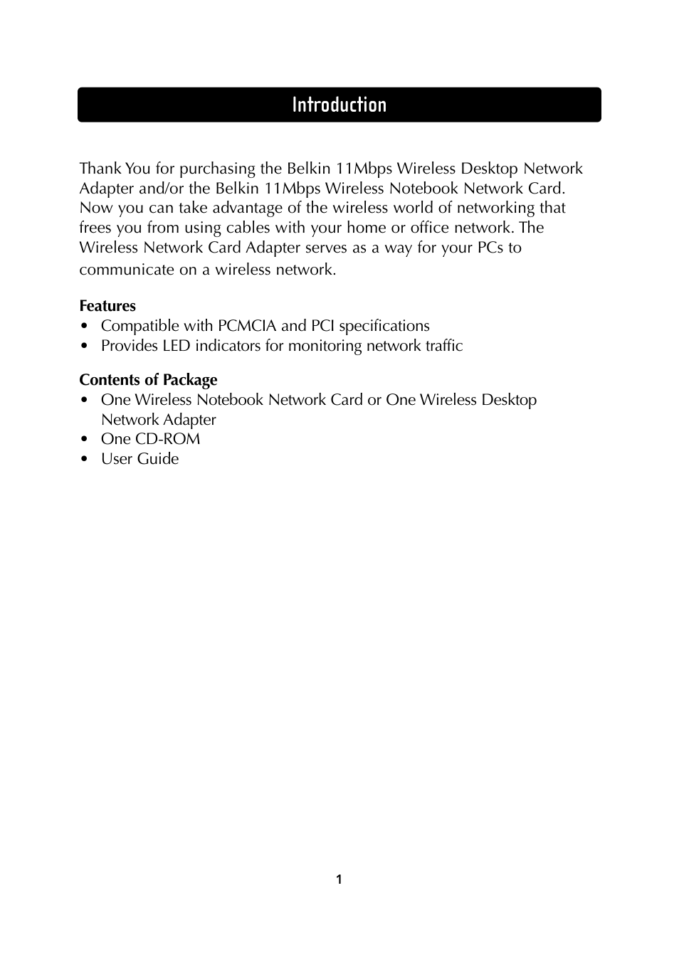 Introduction | Belkin Wireless Notebook Network Card User Manual | Page 3 / 49