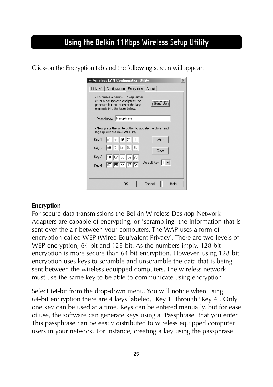 Using the belkin 11mbps wireless setup utility | Belkin Wireless Notebook Network Card User Manual | Page 31 / 49