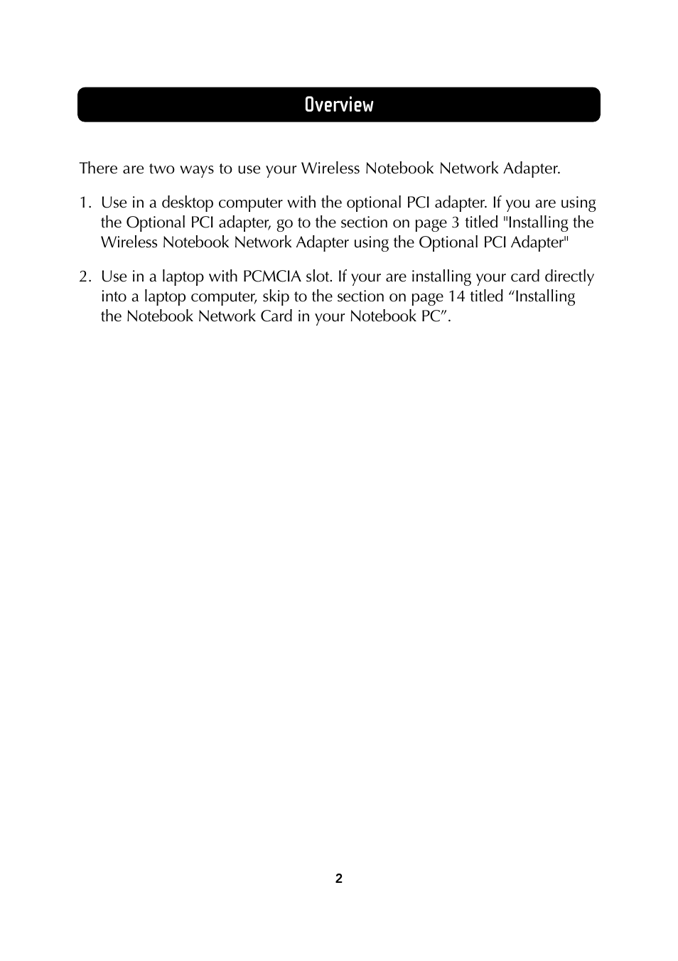 Overview | Belkin Wireless Notebook Network Card User Manual | Page 4 / 49