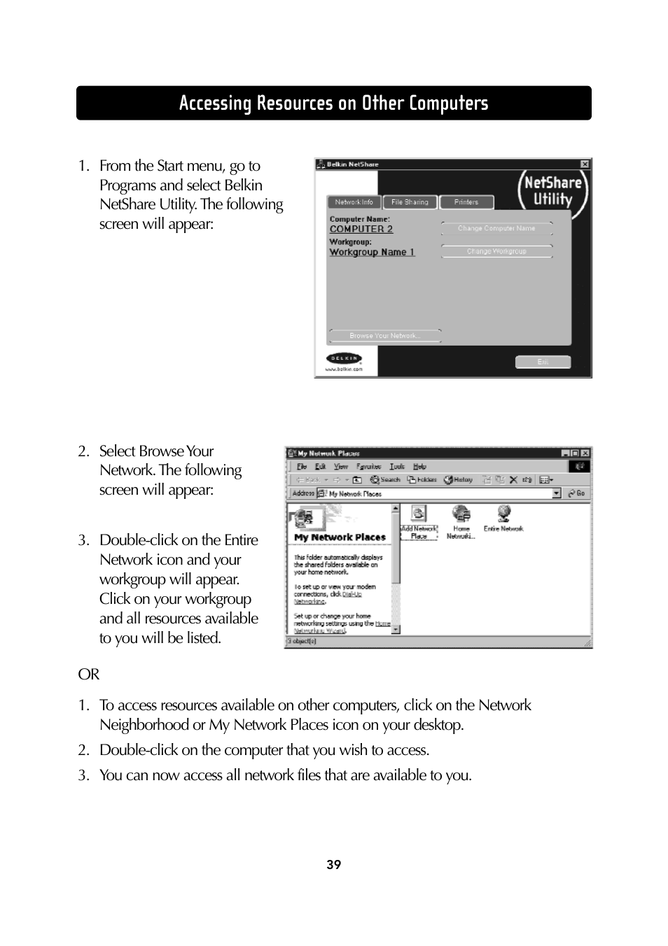 Accessing resources on other computers | Belkin Wireless Notebook Network Card User Manual | Page 41 / 49