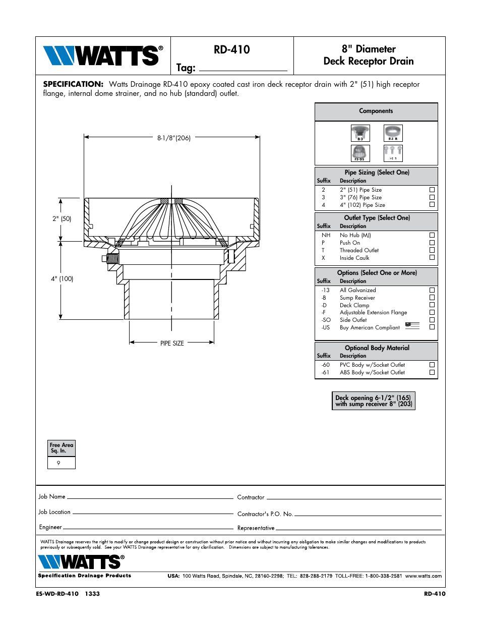 Watts RD-410 User Manual | 1 page