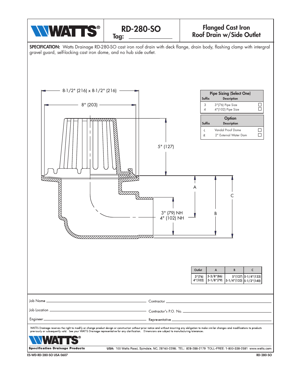 Watts RD-280-SO User Manual | 1 page