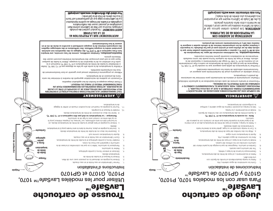 Ins tru ctio ns d’in sta lla tio n | Watts GP1070 User Manual | Page 2 / 2