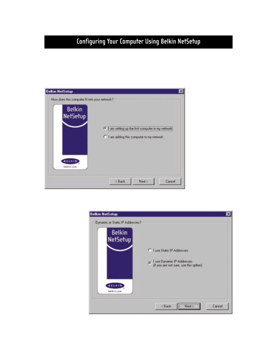 Configuring your computer using belkin netsetup | Belkin F5D5130-8 User Manual | Page 15 / 50