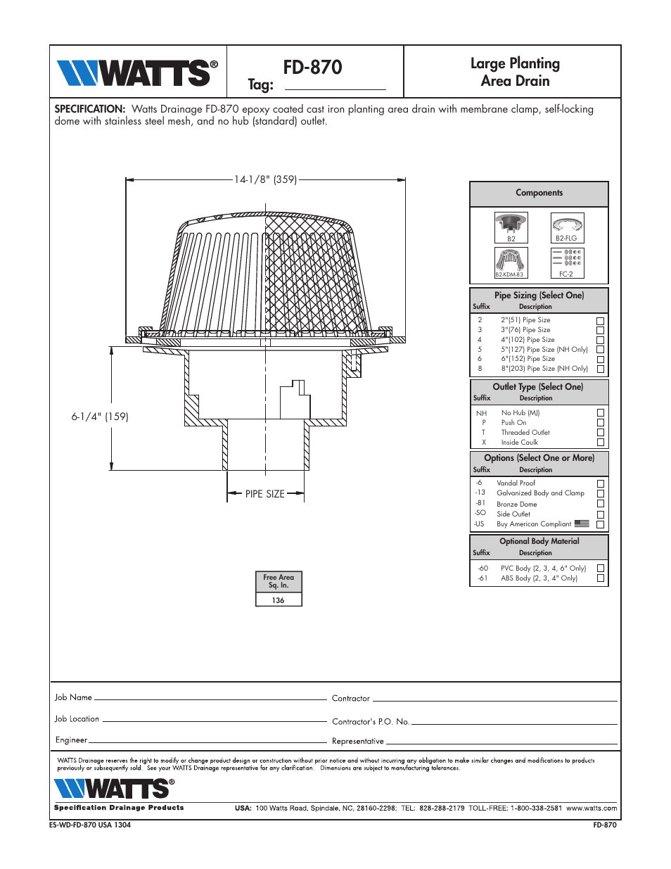Watts FD-870 User Manual | 1 page