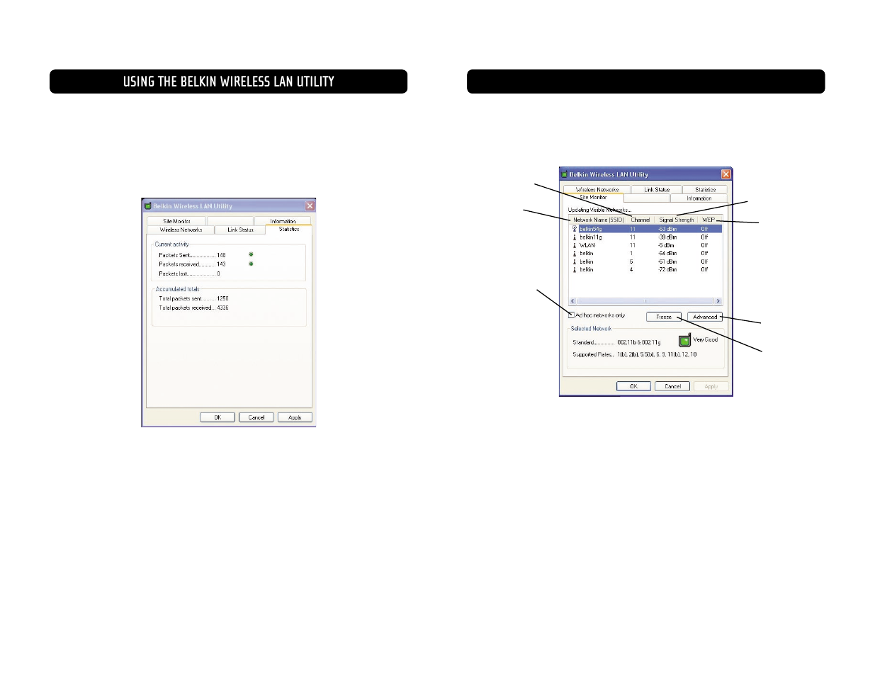 Using the belkin wireless lan utility | Belkin F5D7010 User Manual | Page 13 / 18