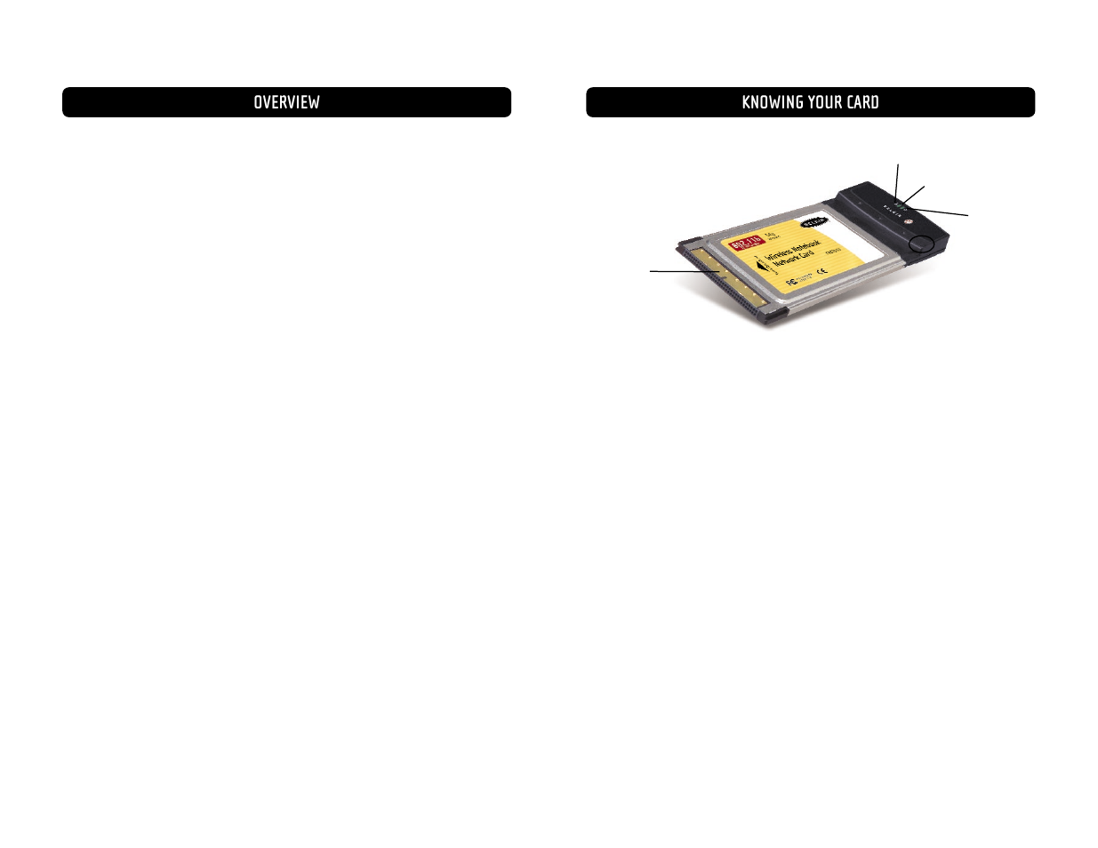 Knowing your card, Overview | Belkin F5D7010 User Manual | Page 4 / 18