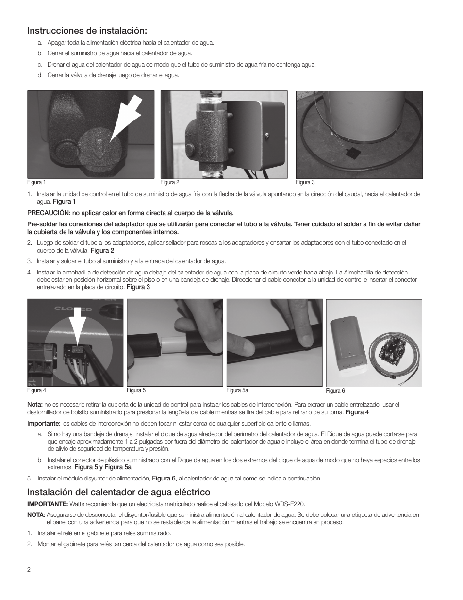 Instrucciones de instalación, Instalación del calentador de agua eléctrico | Watts LFWDS User Manual | Page 6 / 12