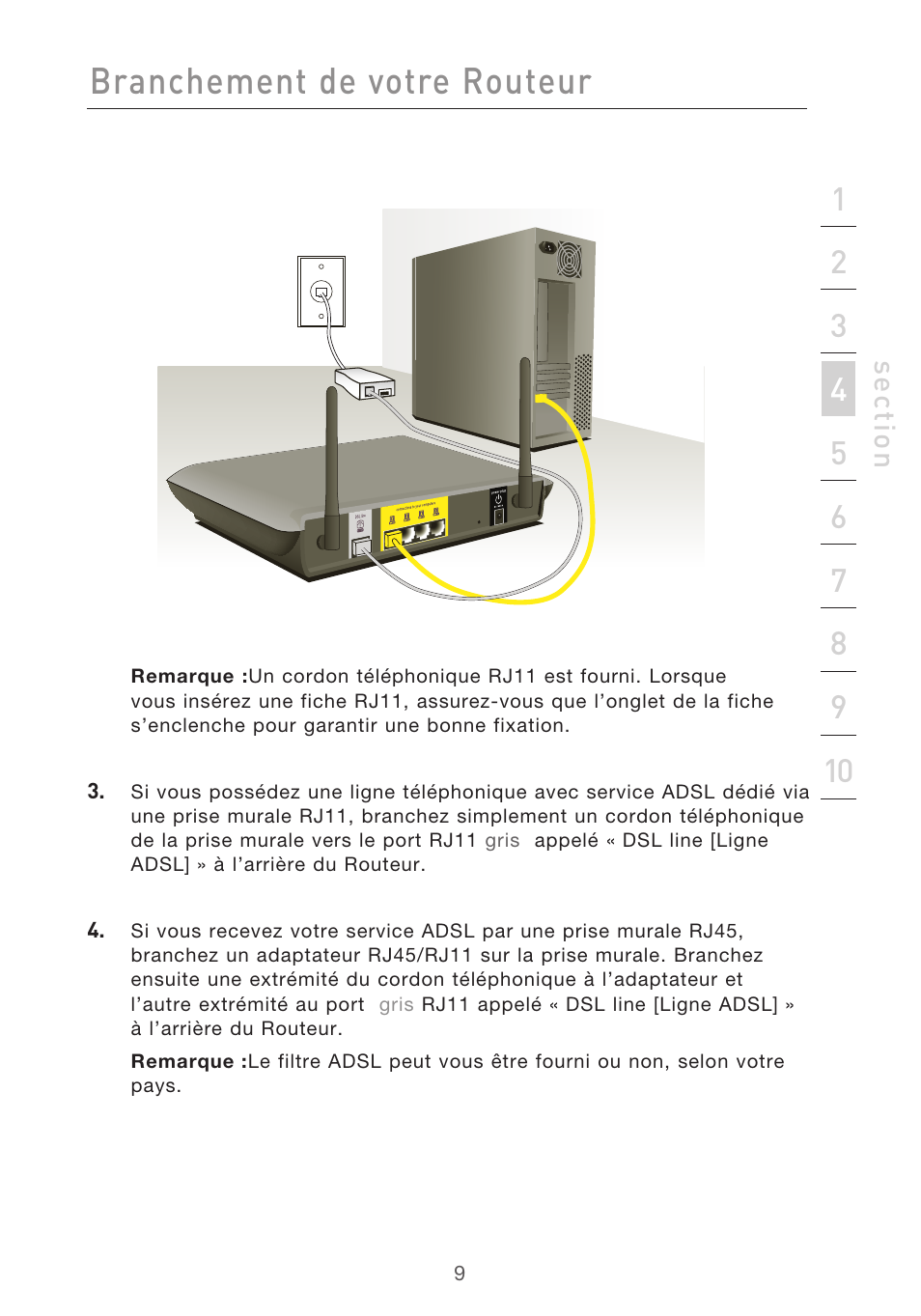 Branchement de votre routeur | Belkin F5D9630UK4A User Manual | Page 103 / 552