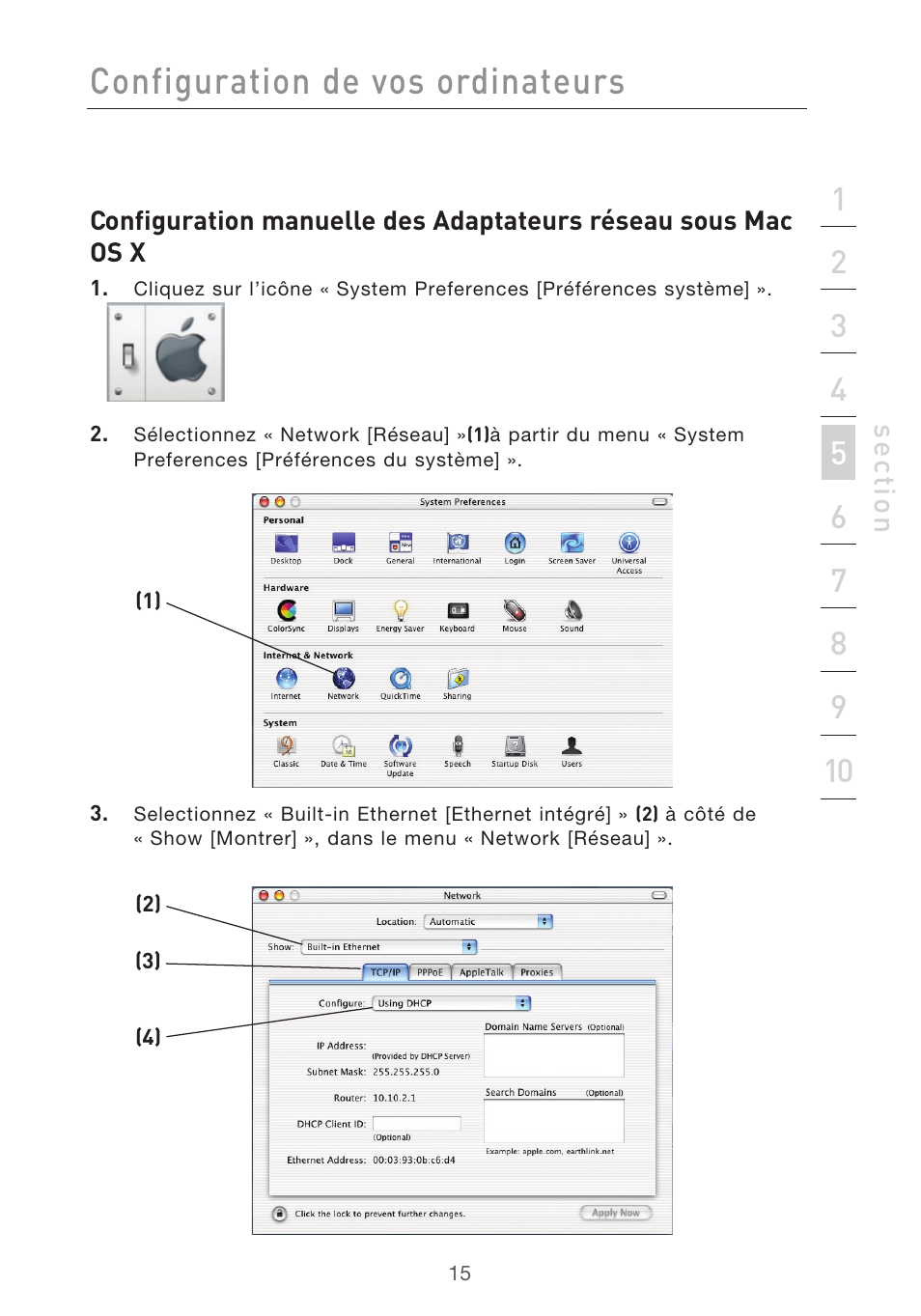 Configuration de vos ordinateurs | Belkin F5D9630UK4A User Manual | Page 109 / 552