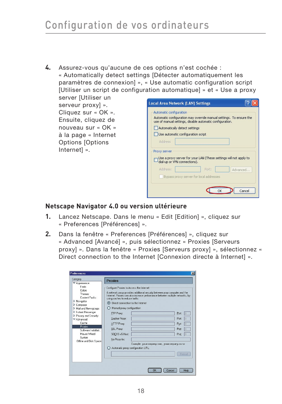 Configuration de vos ordinateurs | Belkin F5D9630UK4A User Manual | Page 112 / 552