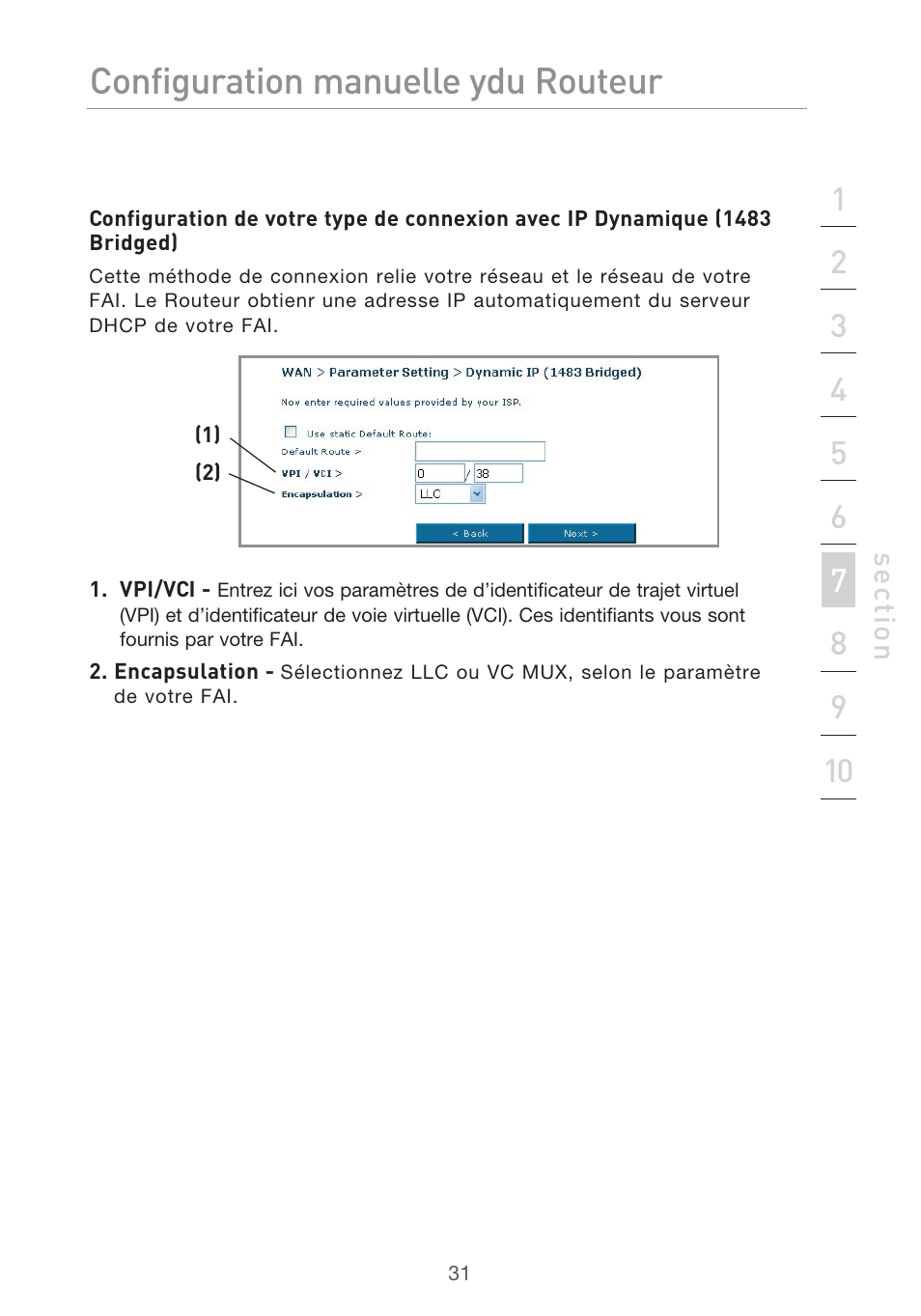 Configuration manuelle du routeur | Belkin F5D9630UK4A User Manual | Page 125 / 552