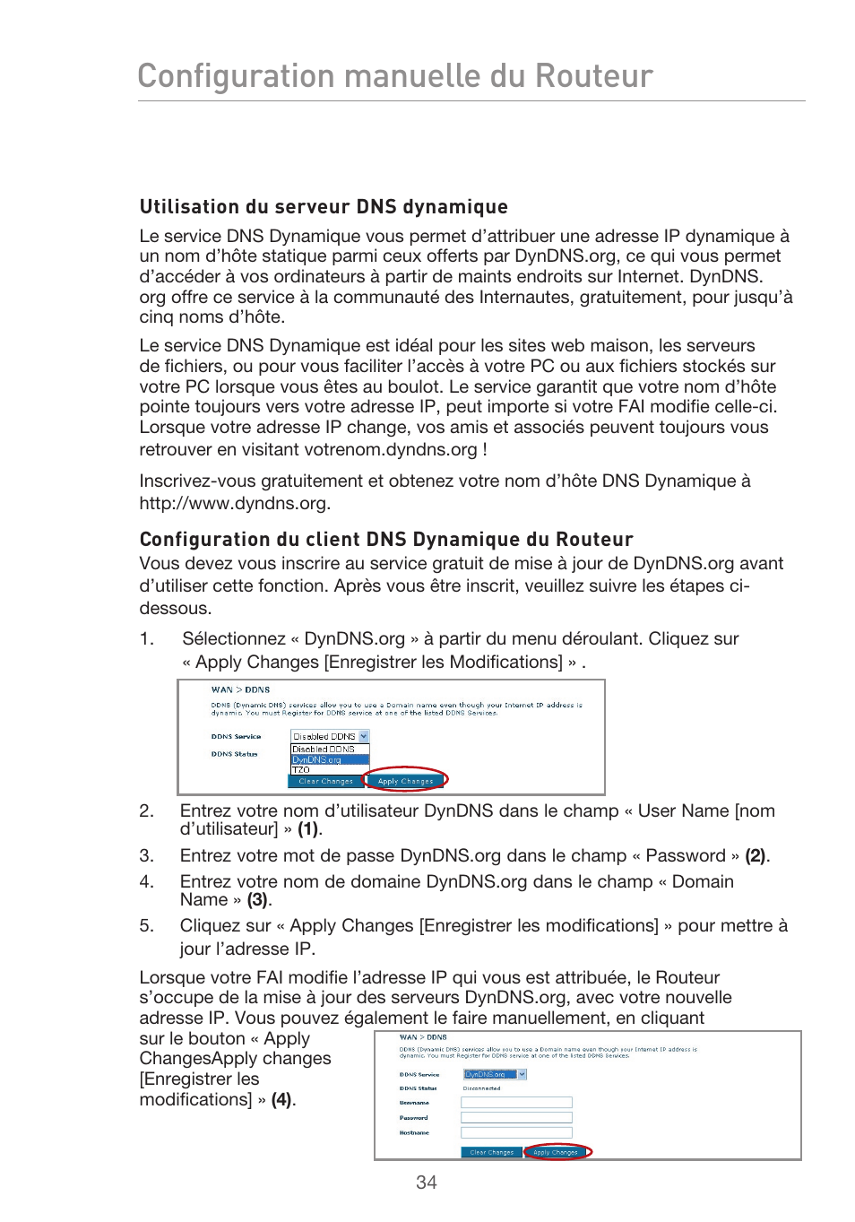 Configuration manuelle du routeur | Belkin F5D9630UK4A User Manual | Page 128 / 552