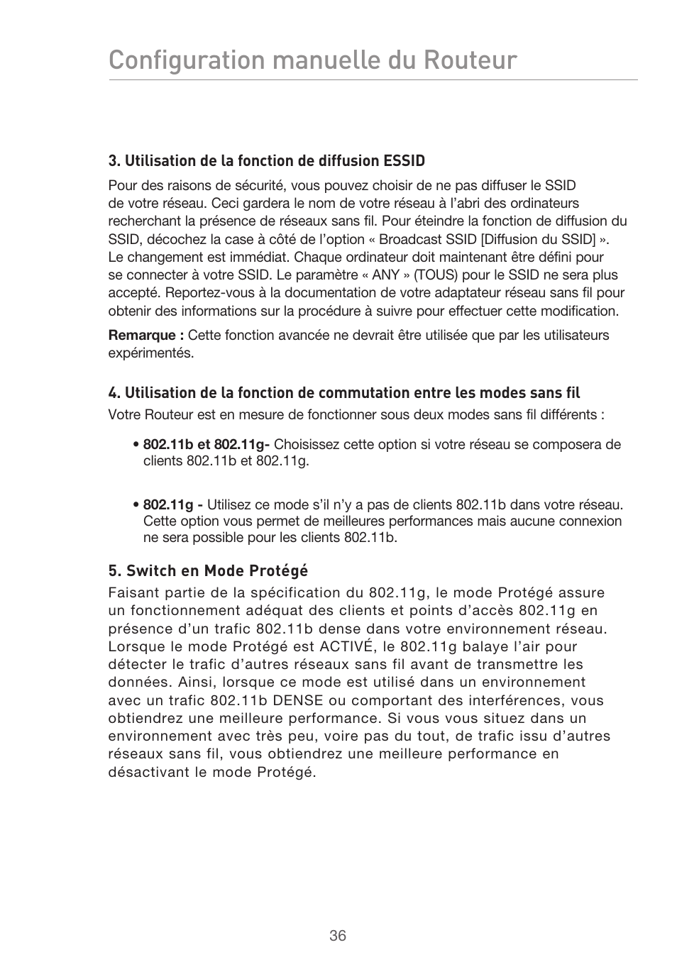 Configuration manuelle du routeur | Belkin F5D9630UK4A User Manual | Page 130 / 552