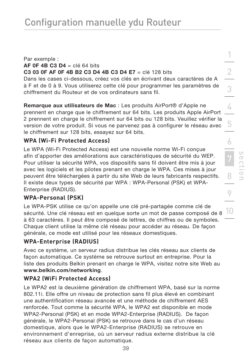 Configuration manuelle du routeur | Belkin F5D9630UK4A User Manual | Page 133 / 552