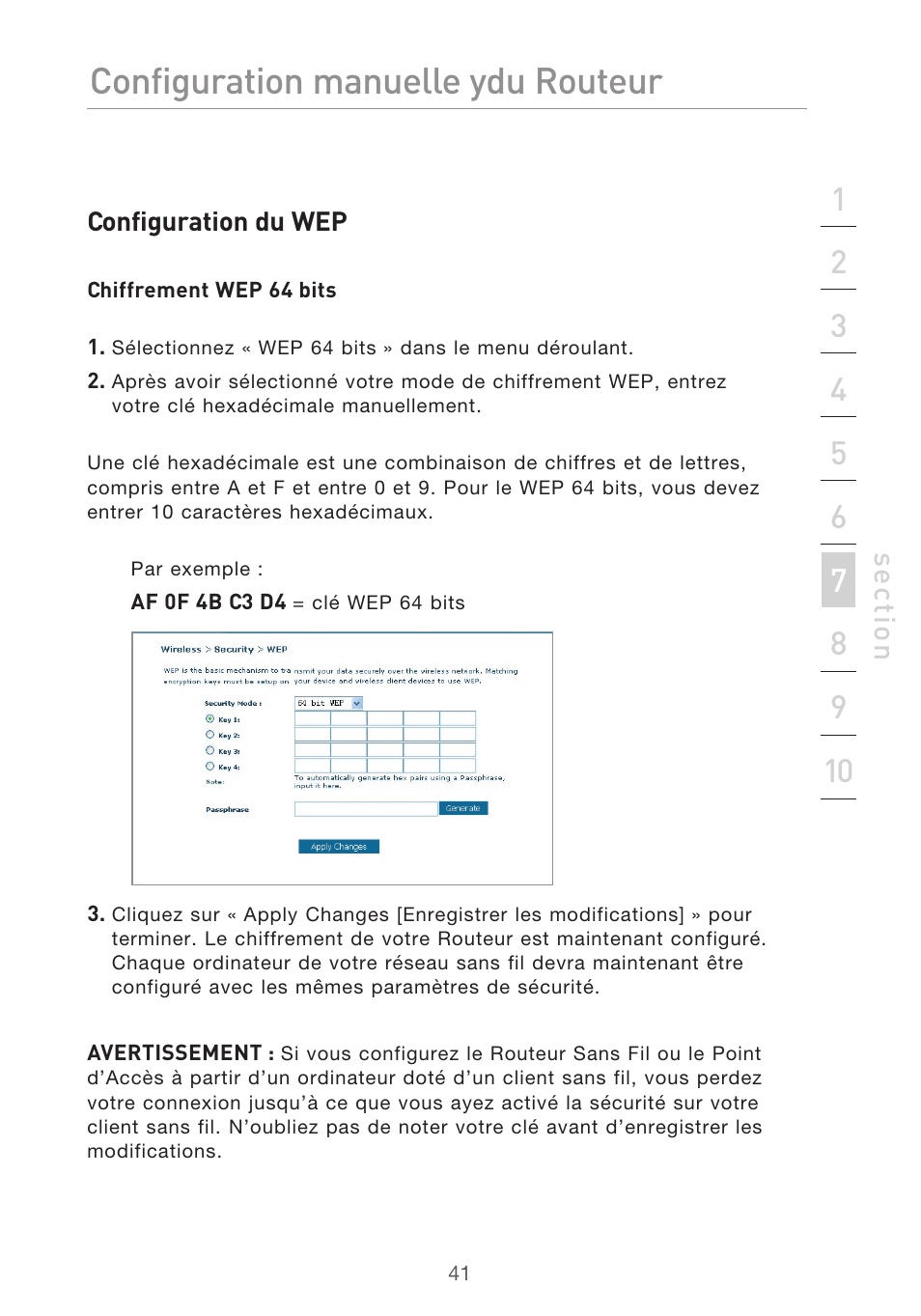 Configuration manuelle du routeur | Belkin F5D9630UK4A User Manual | Page 135 / 552