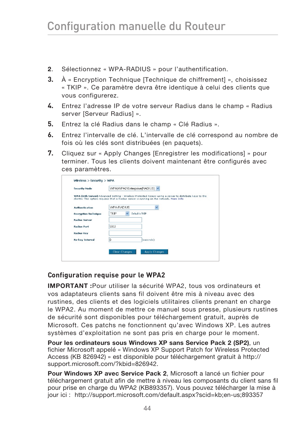 Configuration manuelle du routeur | Belkin F5D9630UK4A User Manual | Page 138 / 552