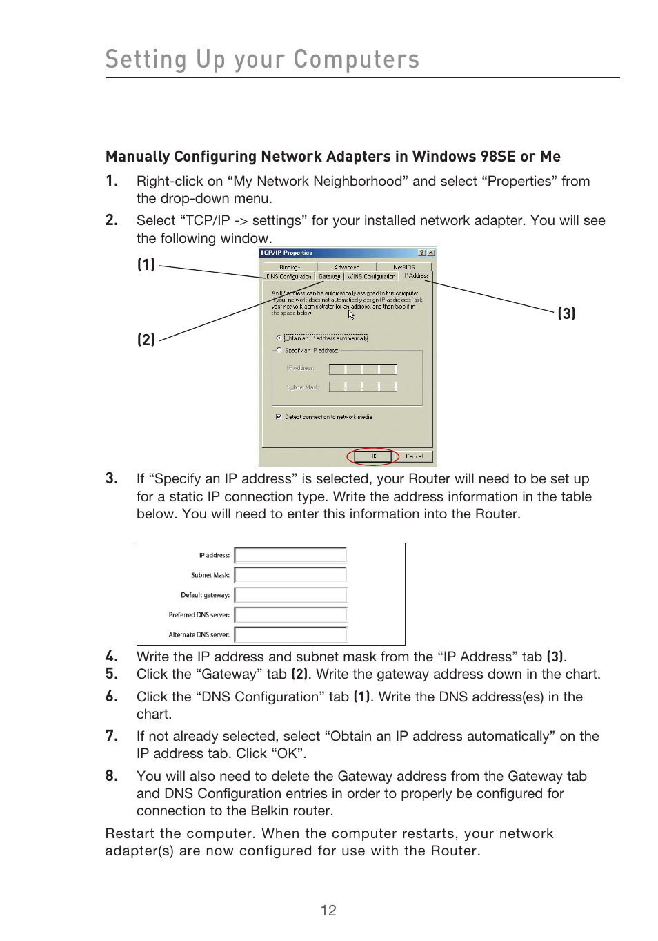 Setting up your computers | Belkin F5D9630UK4A User Manual | Page 14 / 552