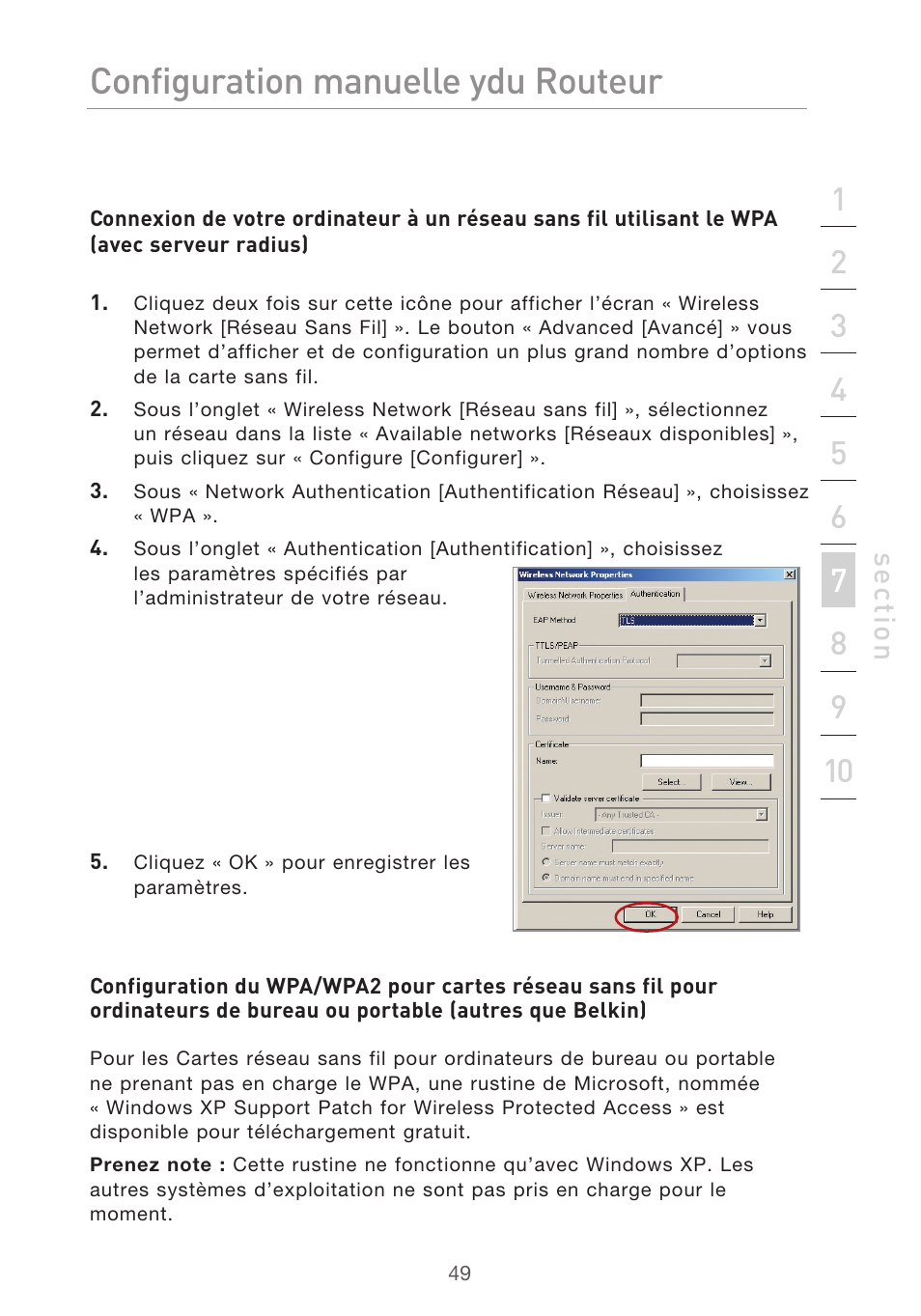 Configuration manuelle du routeur | Belkin F5D9630UK4A User Manual | Page 143 / 552