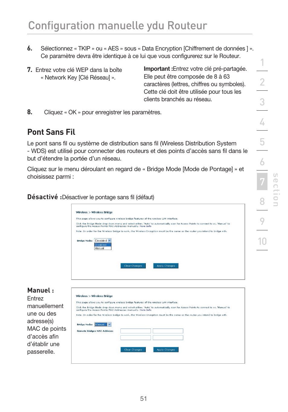 Configuration manuelle du routeur | Belkin F5D9630UK4A User Manual | Page 145 / 552