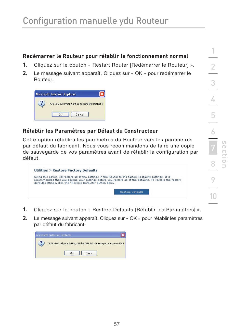 Configuration manuelle du routeur | Belkin F5D9630UK4A User Manual | Page 151 / 552