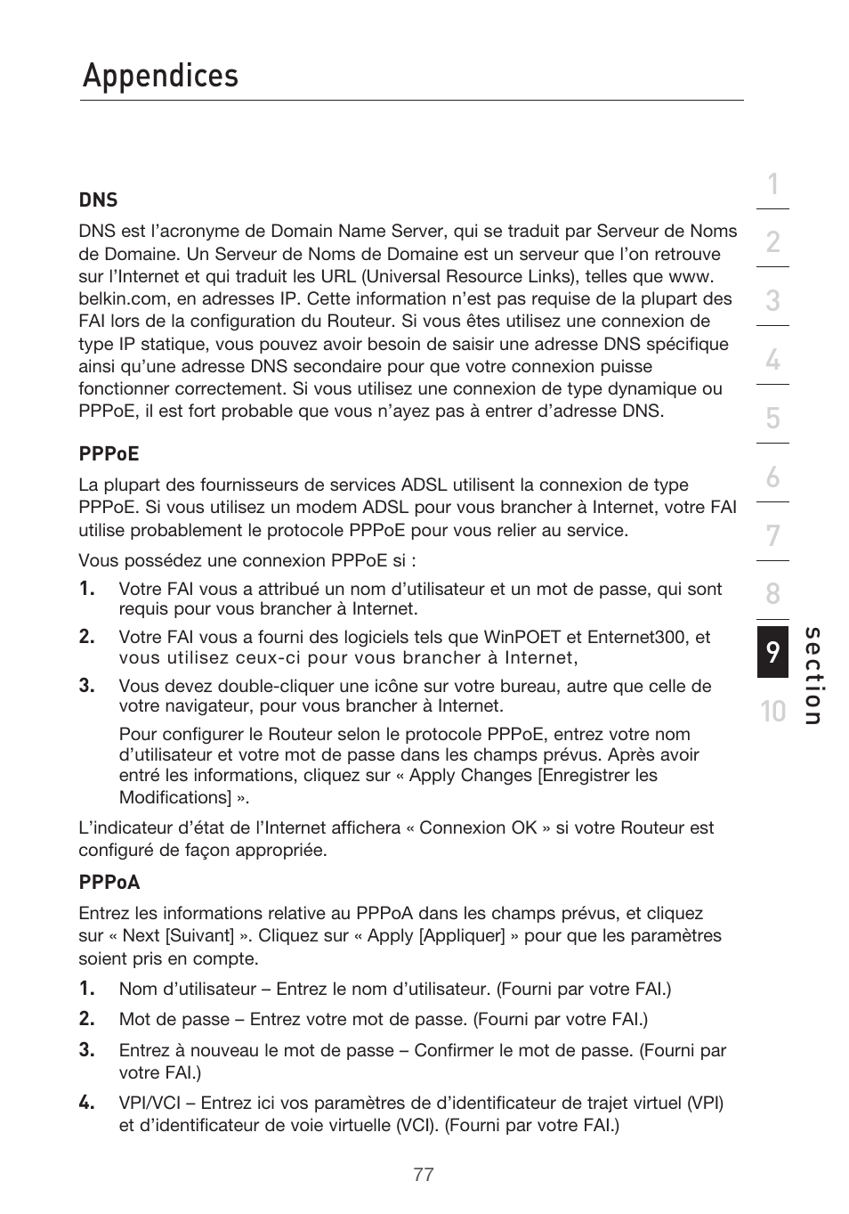Appendices, Se ct io n | Belkin F5D9630UK4A User Manual | Page 171 / 552