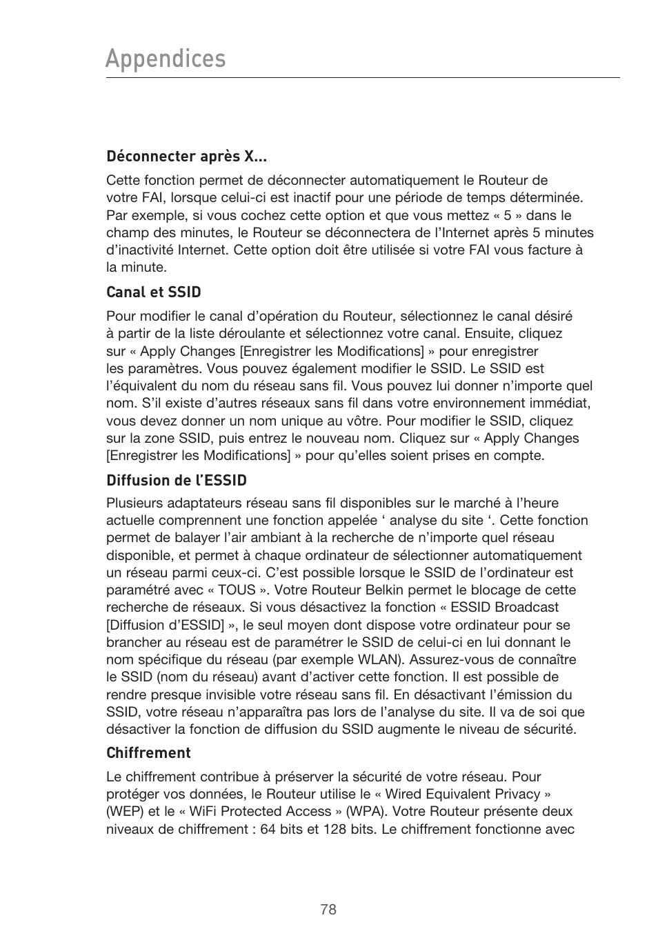 Appendices | Belkin F5D9630UK4A User Manual | Page 172 / 552